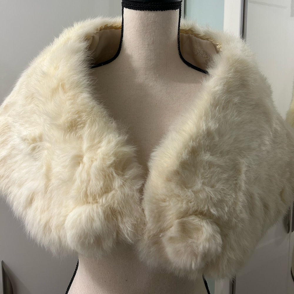 Snow White vintage rabbit fur stole wrap